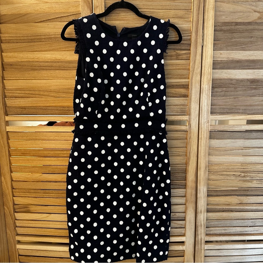 J Crew navy and white polka dot sleeveless dress size 4